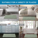 H.VERSAILTEX Sage Bathroom Rugs, Bath Mat Set of 2 Extra Thick Chenille Striped Pattern Shaggy Bath Rugs for Bath Room, Non Skid Bath Mats for Bathroom Floor (32 x 20 Plus 24 x 17 - Inches)