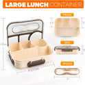 EASYFUN Bento Box Adult, Lunch Box, 4-Compartment Lunch Containers, Drop-Proof, Dishwasher Safe & Made with BPA-Free Materials(Khaki)