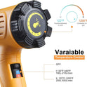 SEEKONE Heat Gun 1800W 122℉-1202℉（50℃- 650℃）Fast Heating Heavy Duty Hot Air Gun Kit Variable Temperature Control Overheat Protection with 4 Nozzles for Crafts, Shrinking PVC, Stripping Paint(5.2FT)