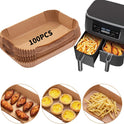Air Fryer Disposable Paper Liner, 100PCS Food Grade Parchment Liners for Ninja DZ201,Ninja Foodi Dual Air Fryer Accessories Baking Paper (9 * 6, Natural)