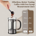 Veken French Press Coffee Maker 34oz,No Plastic Touching Cafe,Thickened Borosilicate Glass Stainless Steel Brewer,Cold Brew Cafetera Teapot for Kitchen Travel Camping,Gifts,Bar Accessories,Dark Pewter