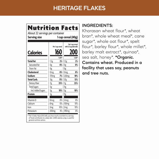Nature's Path Organic Heritage Flakes® Cereal, 13.25 oz (Pack of 1), Non-GMO