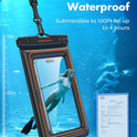 UNBREAKcable Floating Waterproof Phone Pouch 2 Pack, IPX8 Waterproof Phone Case Dry Bag Kayak/Beach/Cruise Travel Essentials, Water Proof Pouch for iPhone 17 16 15 Pro Max, Samsung S25 Ultra S24-7"