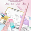 Four Candies 39 PCS Aesthetic School Supplies with Cute Pen Case, 12 Pastel Highlighters, 5 Black Ink Gel Pens, 6 Mechanical Pencils Set for Students Stationary College Essentials (Pink)