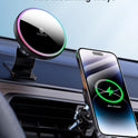 MOKPR for Magsafe Car Mount Charger-15W Wireless Car Charger-Magnetic Car Phone Holder for Dash Air Vent-LED RGB HandsFree Car Mount Fast Car Charger for iPhone 14/13/12 Series