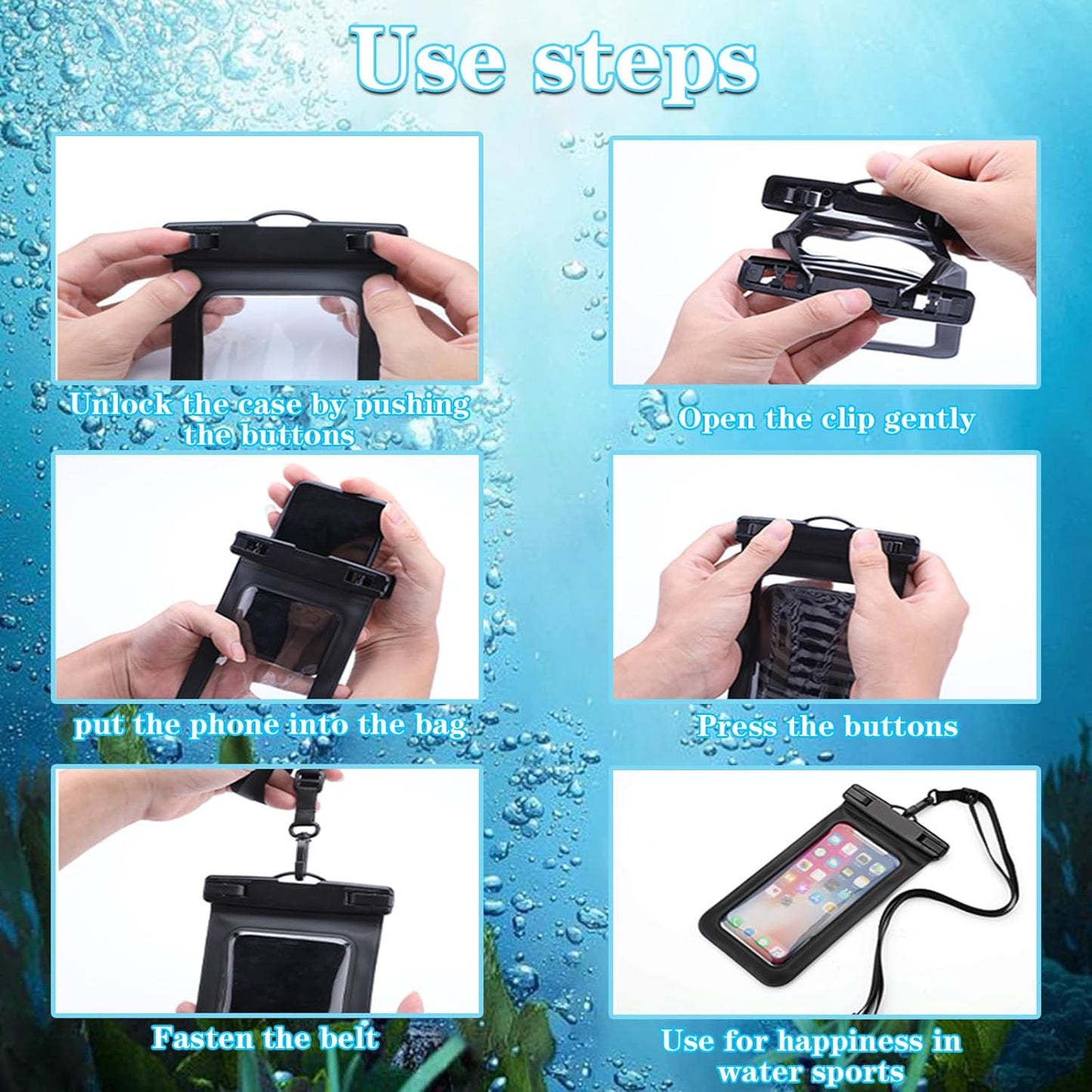Famoby Up to 8.3" 5 Pack Multicolor Universal Waterproof Phone Pouch, Phone Waterproof Case Dry Bag,Protection Level: IP68,Outdoor Sports for Apple iPhone,Samsung