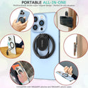 Magnetic Phone Ring Holder with Magsafe, Double Adjustable Gym Finger Ring Grip, Removable Phone Grip, for iPhone, iPad and Smartphones, Compatible with Magnetic Car Mount (Colorful)