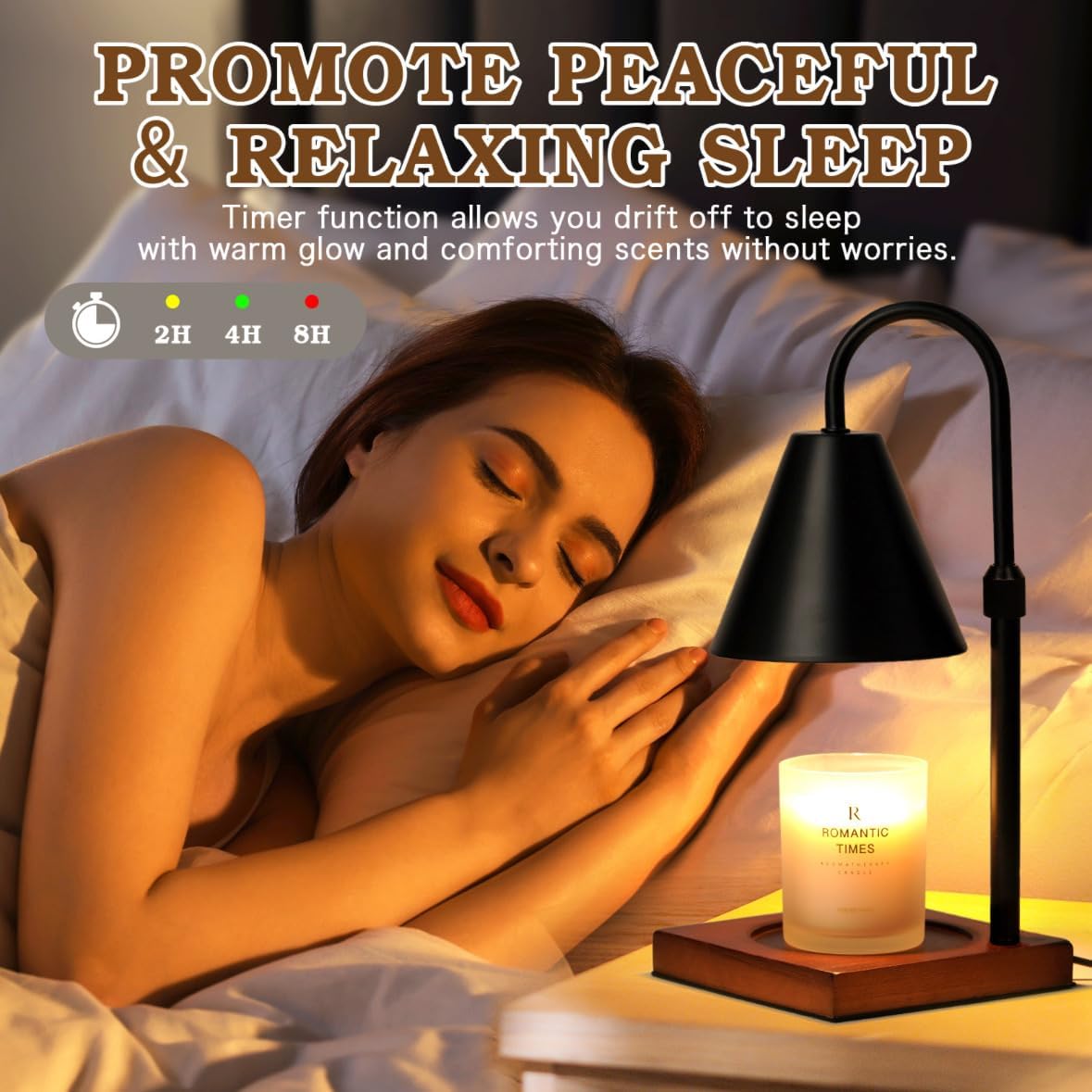 Modern Candle Warmer Lamp with Timer, Dimmable Candle Lamp Warmer, Men Women Christmas Birthday Gifts, Black Candle Warmer, Adjustable Candle Light Warmer, Cozy Living Room Bedroom Home Decor