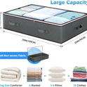 Budding Joy 90L Under Bed Storage Containers, Closet Organizers and Storage Bins, Foldable Underbed Storage Bags for Wrapping Paper, Blanket, Clothing, Comforter, Sweaters, Pillows, Linen Sheets, Grey