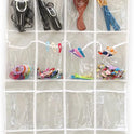 Simple Houseware 24 Pockets - Crystal Clear Over The Door Hanging Shoe Organizer, Gray (64'' x 19'')