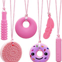 Chew Necklaces for Sensory Kids, Silicone Chewy Necklace for Children with Autism, ADHD, SPD, Chewing, 6 Pack Autism Sensory Toys