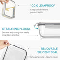 Vtopmart 2Pack 1860ml/63oz Large Glass Storage Containers with Lids, Meal Prep Food Container Set with Snap Airtight Lid for Baking, Microwave, Oven, Leak Proof, for Freezer, Dishwasher, Grey