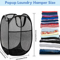 DUCOO Pop Up Hamper, 1 PCS Mesh Pop Up Laundry Hamper, Foldable Mesh Laundry Basket with Space-Saving Design for Home, Dorm, Travel & Storage - Black
