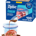 Ziploc Quart Food Storage Freezer Bags, Grip 'n Seal Technology for Easier Grip, Open, and Close, 100 Count