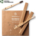 Greenzla Bamboo Toothbrushes for Adults – 12 Pack Wooden Toothbrush Set with Charcoal-Infused Soft Bristles, Natural Oral Care for Daily Use