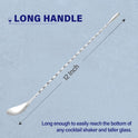 Briout Bar Spoon Cocktail Mixing Stirrers for Drink, Stainless Steel 12 Inches Long Handle, Silver 2 Pieces