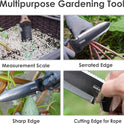 Hori Hori Garden Knife, Garden Tools with Sheath for Weeding, Planting, Digging, 7" Stainless Steel Blade with Cutting Edge, Full-Tang Wood Handle with Hanging Hole