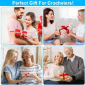 Crochet Hooks 12 Sizes Crochet Hook Set, 51 Pack Yarn Crochet Kit for Beginners, Knitting Needles with Ergonomic Handles for Arthritic Hands, Crochet Needle Kit with Blue Case for Crocheters