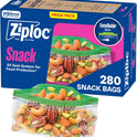 Ziploc Snack Bags, Easy Open and Close, Plastic Food Storage Bags, 280 Bags Total (Packaging May Vary)