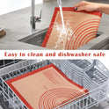 Non-slip Silicone Pastry Mat Extra Large with Measurements 28''By 20'' for Silicone Baking Mat, Counter, Dough Rolling, Oven Liner,Fondant/Pie Crust By Folksy Super Kitchen Red