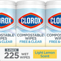 Clorox Free & Clear Cleaning Wipes, Light Lemon Scent, 75 Count, Pack of 3 (Pack May Vary)