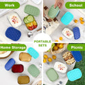 3 Pack Stainless Steel Snack Containers for Kids, 8 oz Easy Open Leak Proof Small Toddler Snack Containers with Silicone Lids, Stackable Metal Lunch Box for Daycare and School (Blue)