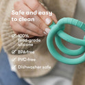 Frida Baby Get-A-Grip Silicone Teether for Teething Pain Relief, BPA-Free Food-Grade Teething Toys for Infant Baby Newborn 0-6, 12, 18 Months, Easy-Grip Teether Ring, PVC-Free, Teal
