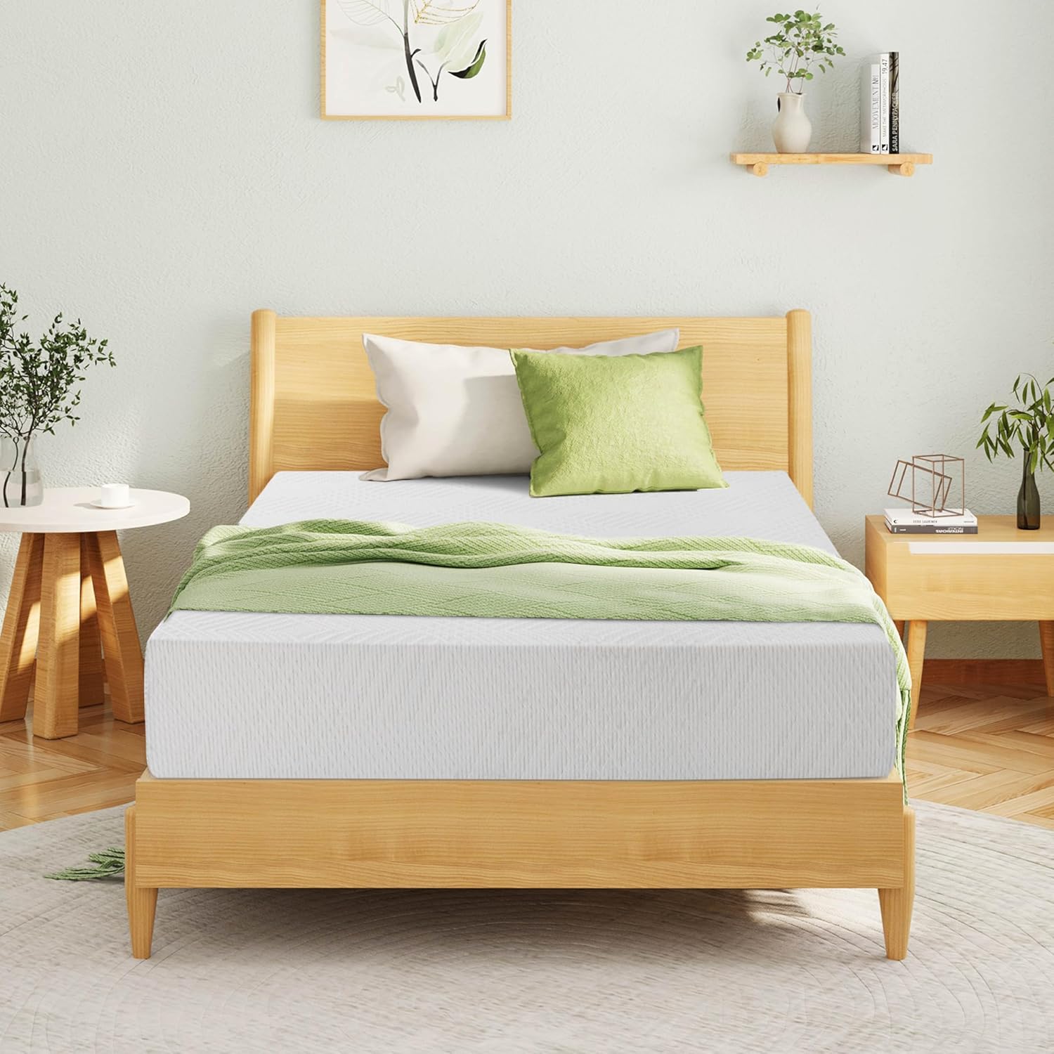 EGOHOME Full Size Memory Foam Mattress, 8 Inch Bed Mattress in A Box with Cooling Green Tea Gel, Pressure Relief with Medium Firm Support, CertiPUR-US Certified, 75''L x 54''W, ‎37.3 pounds White