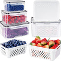 Freshmage Fruit Storage Containers for Fridge with Removable Colander, Airtight Food Storage Container, Dishwasher Safe Produce Saver for Refrigerator, Keep Berry Fruit Fresh Longer 4 pcs Small Clear