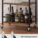 TUTOTAK Bar Cart, Home Bar Serving Cart with 3-Tier Shelf, Drink Cart with Wine Rack, Glass Holder, Rolling bar carts for The Home, Living Room, Brown BC01BB035
