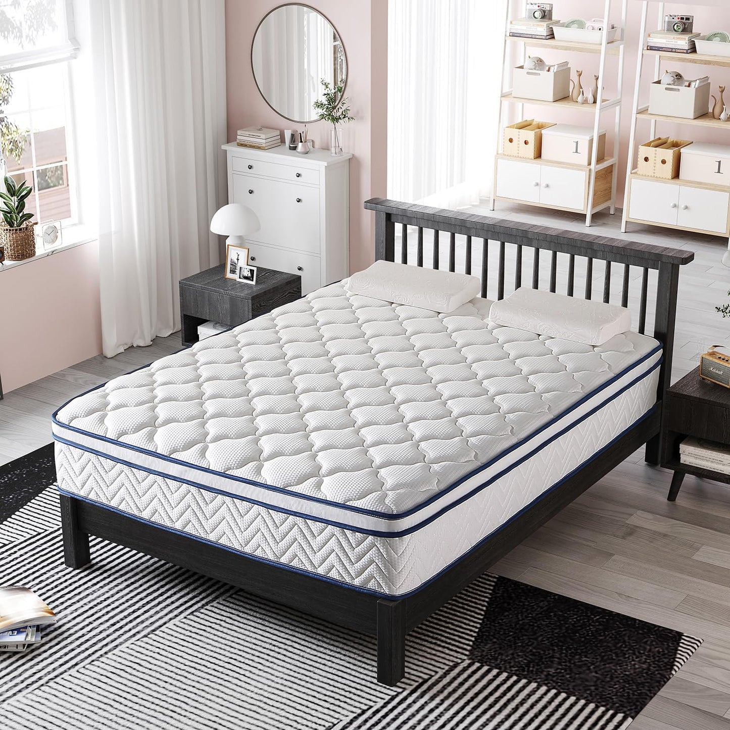 Full Size Mattress, 12 Inch Hybrid Mattress in a Box, Memory Foam Individually Wrapped Pocket Coils Innerspring Pressure Relief, Medium Firm - CertiPUR-US Certified, Fiberglass-Free, 54x75 Inches