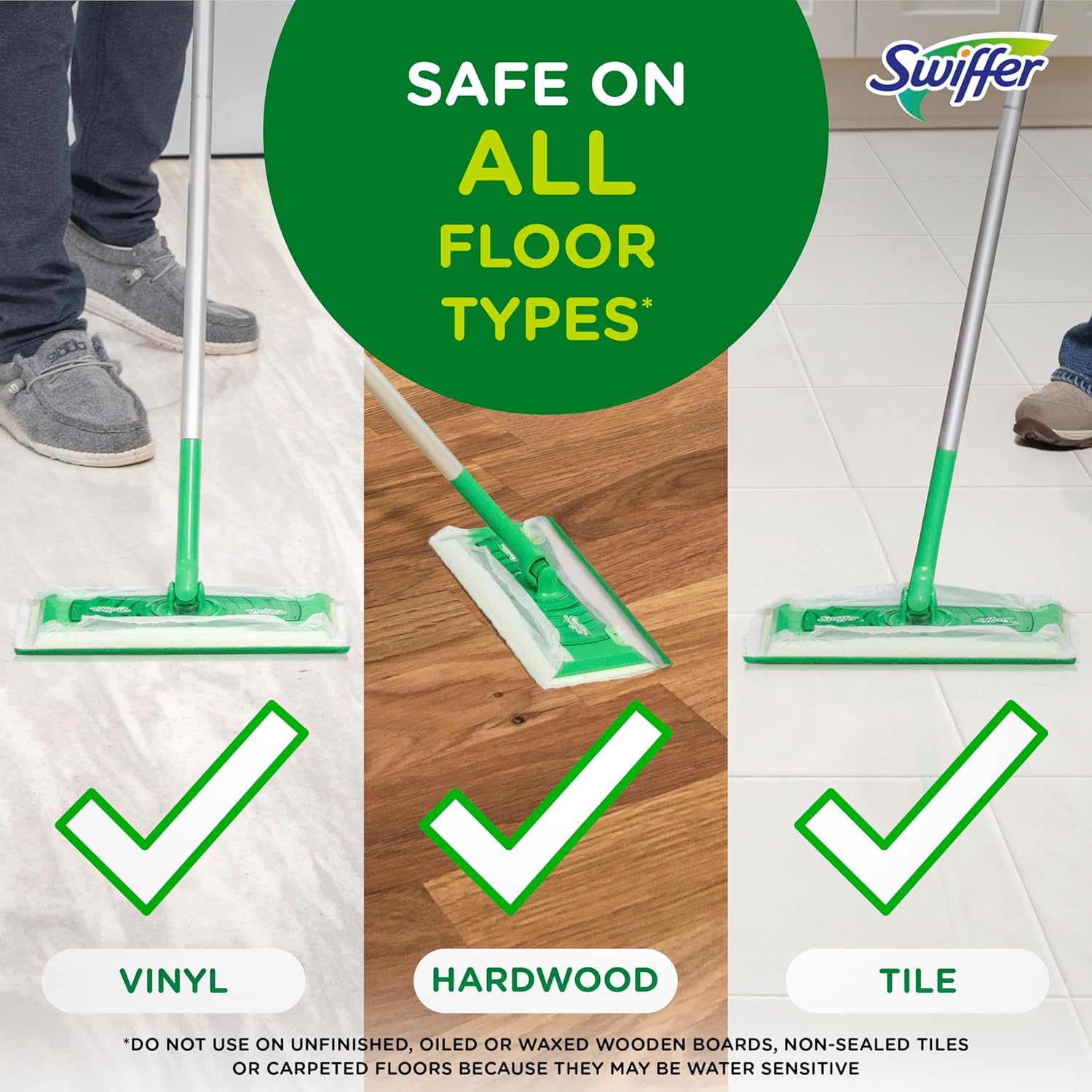 Swiffer Sweeper Wet Mopping Pad Refills for Floor Mop with Febreze Lavender Scent, 12 Count (Packaging May Vary)