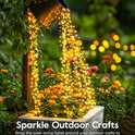 120LED 10FT Solar Fairy Lights Outside Waterproof, 8 Lighting Modes IP65 Outdoor Solar String Lights Outdoor Waterproof Firecracker Twinkle Light for Patio Yard Garden Party Decorations, Warm White