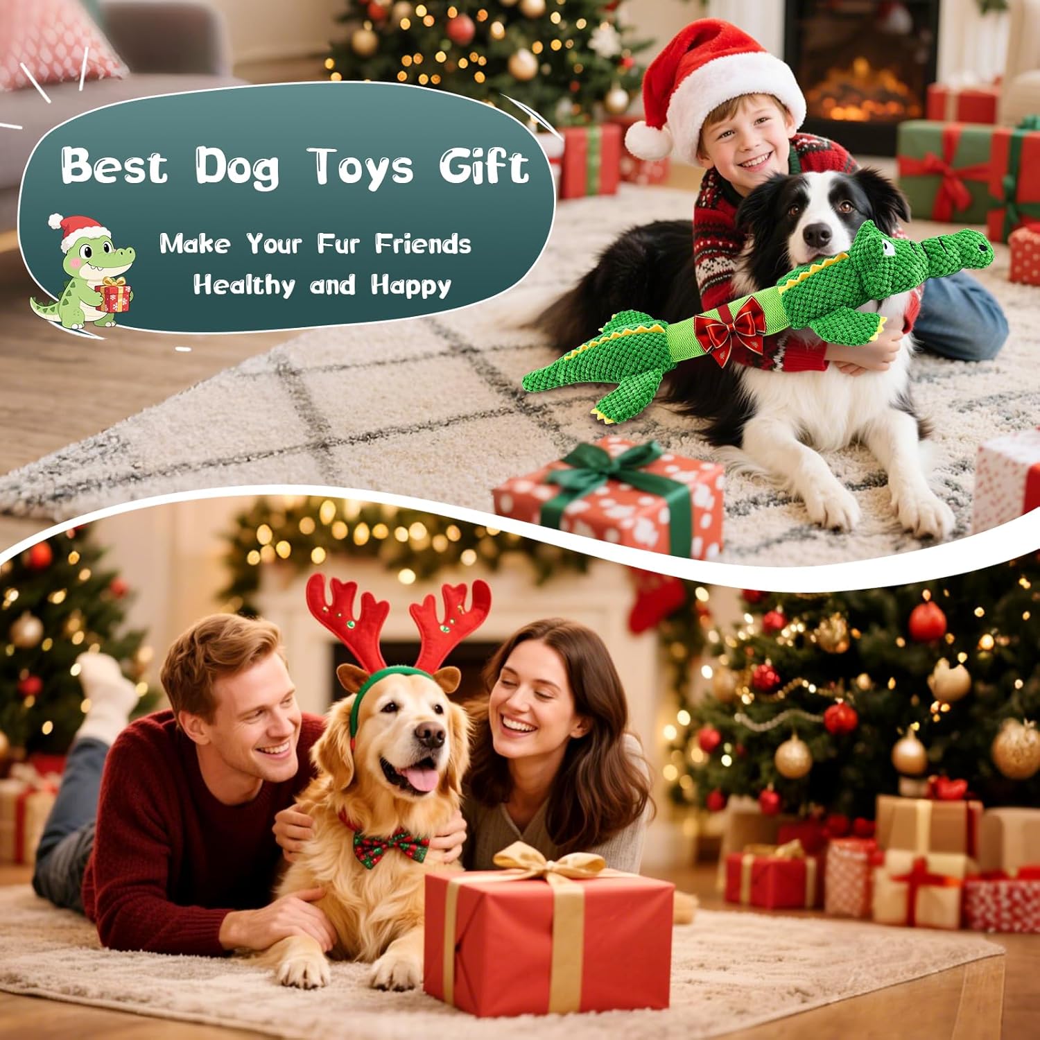 Dog Toys for Aggressive Chewers : Tough Interactive Tug of War Dog Toys-Squeaky Chew Toys for Small,Medium,Large Breed