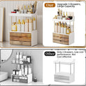 3 Drawers Makeup Organizer - 5 Tier Bathroom Counter Organizers and Storage, Versatile Perfume Vanity Organizer, Ideal for Cosmetic, Large Skincare, Face Mask, Office Supplies, Amber