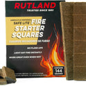 Rutland Safe Lite Fire Starter Squares - Heavy Charcoal Starters for Fireplace, Grill Pit, BBQ & Campfires - USA-Made Camping Accessories - Odorless Long Burn - 4.6 Lbs, 144 Squares