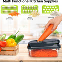 Vegetable Chopper,12-in-1 Multifunctional Food Chopper,Professional Onion Chopper with 7 Blades,Vegetable Cutter with Container for Salad,Potato,Carrot,and Garlic; Essential Kitchen Tool(Grey)