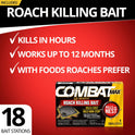 Combat Max 12 Month Roach Killing Bait, Small Roach Bait Station, Child-Resistant, 18 Count