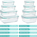 Vtopmart 8 Pack Glass Food Storage Containers with Airtight Lids, Glass Meal Prep Containers, Lunch Office Meal for Microwave, Oven, Freezer and Dishwasher, BPA Free