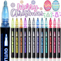 Glitter Markers Outline Pens Metallic,12 Cute Art Supplies Kids 6-8 9-12 10-12 Year Old Tween Teen Girl Gifts Trendy Stuff,Arts Crafts Kids Ages 8-12,Crafts Girls 8-12 Shimmer Sparkle Cool Fun Drawing
