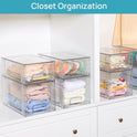 Vtopmart 4 Pack Large Stackable Storage Drawers,Easily Assemble Acrylic Bathroom Closet Undersink Organizers and Storage,Plastic Bins for Kitchen Cabinets,Pantry,Makeup,Medicine Organization