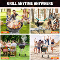 18 inch Charcoal Grill, Portable Kettle BBQ Grills, Perfect BBQ Gift, Durable & Easy to Assemble, Round Barbecue Grill with Wheels and Lid for Outdoor Cooking, Patio and Beach, Black