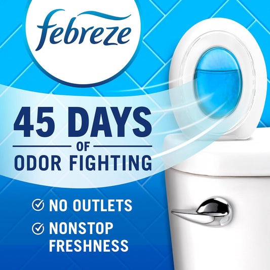 Febreze Bathroom Air Freshener, Odor-Fighting, Plug In Alternative, Air Fresheners for Home, Bathroom, & Kitchen, Closet Air Fresheners, Pet & Litter Box Odor Fighter, Refresh & Energize Scent, 4ct