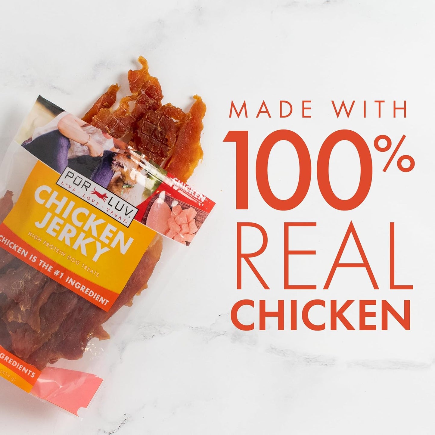 Dog Treats, Chicken Jerky for Dogs, Made with 100% Real Chicken Breast, 16 Ounces, Healthy, Easily Digestible, Long-Lasting, High Protein Dog Treat, Satisfies Dog's Urge to Chew (Pack of 1)