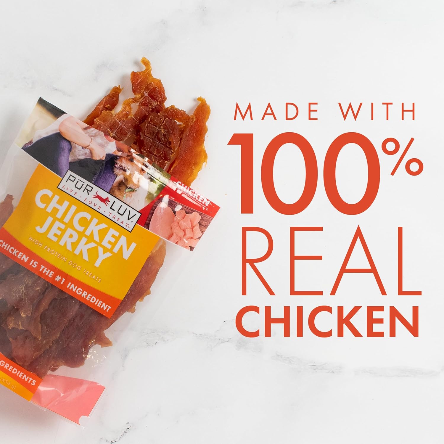 Dog Treats, Chicken Jerky for Dogs, Made with 100% Real Chicken Breast, 16 Ounces, Healthy, Easily Digestible, Long-Lasting, High Protein Dog Treat, Satisfies Dog's Urge to Chew (Pack of 1)
