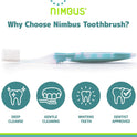 Nimbus Extra Soft Toothbrushes (Compact Size Head) Periodontist Design Tapered Bristles for Sensitive Teeth and Receding Gums, Individually Wrapped Plaque Remover Toothbrush (5 Pack, Colors May Vary)