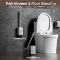 Sellemer Toilet Brush and Holder Set - Flexible Toilet Bowl Brush Head with Silicone Bristles, Compact Size for Storage and Organization, Ventilation Slots Base (1 Pack, Silver)