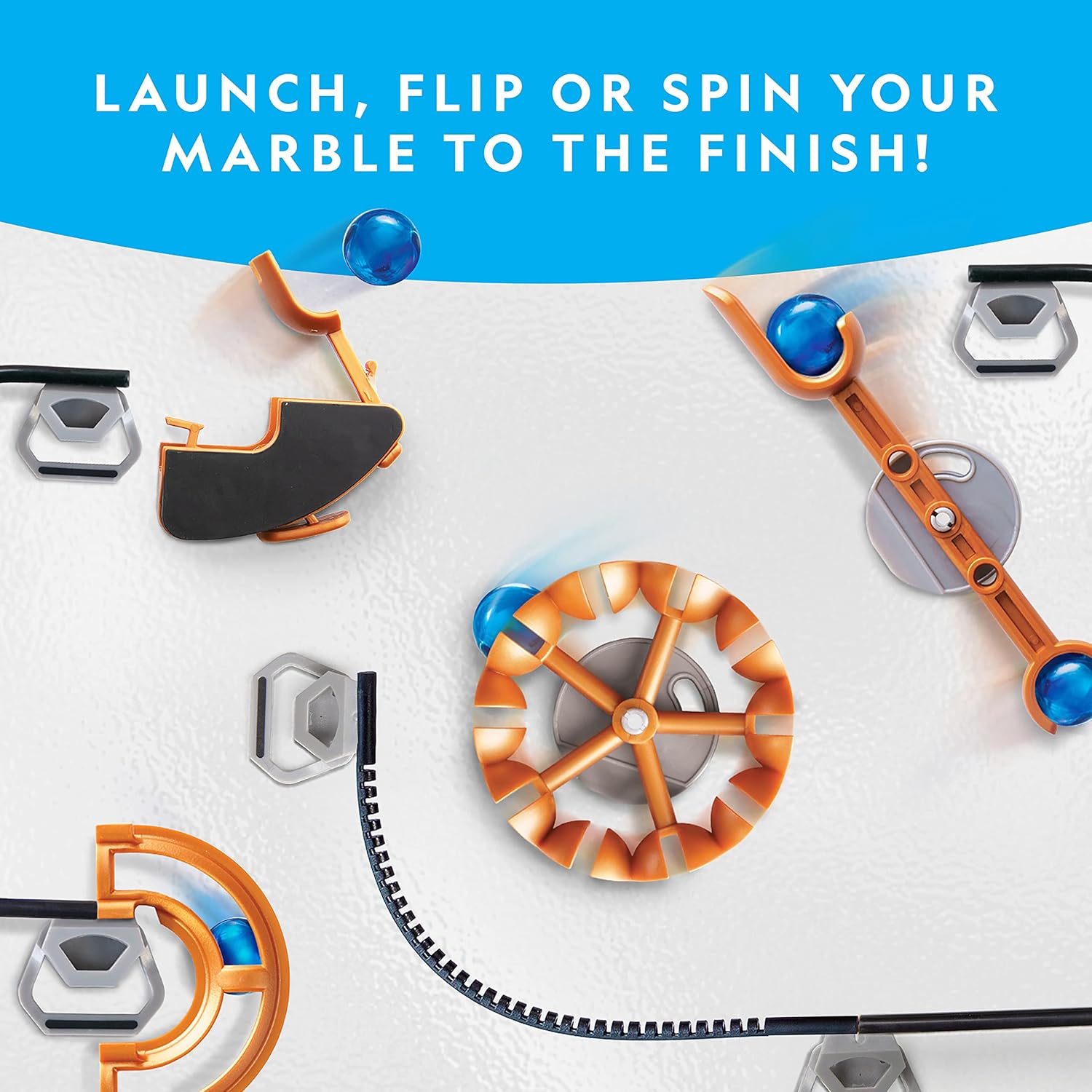 National Geographic Magnetic Marble Run - 75-Piece STEM Building Set for Kids & Adults with Magnetic Track & Trick Pieces & Marbles for Building A Marble Maze, STEM Project