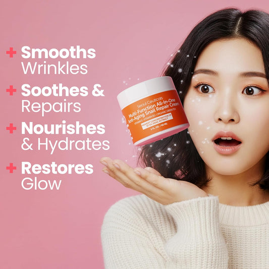SeoulCeuticals Korean Skin Care 97.5% Snail Mucin Moisturizer Cream - K Beauty Skincare Day & Night Snail Repair Cream Filtrate Cruelty Free 2oz