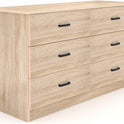 Bigbiglife Dresser for Bedroom, 6 Drawer Double Dresser, Modern Chest of Drawers with Deep Drawers, TV Stand Large Storage Organizer for Living Room, Closet (Light Oak)